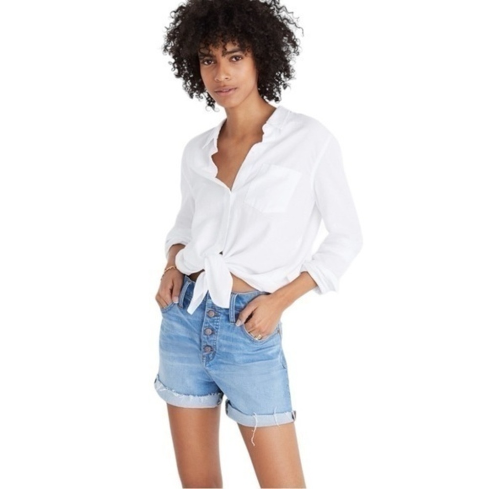 Madewell High-Rise Denim Shorts: Button-Front Edition Raw Edge Cuff Size 25